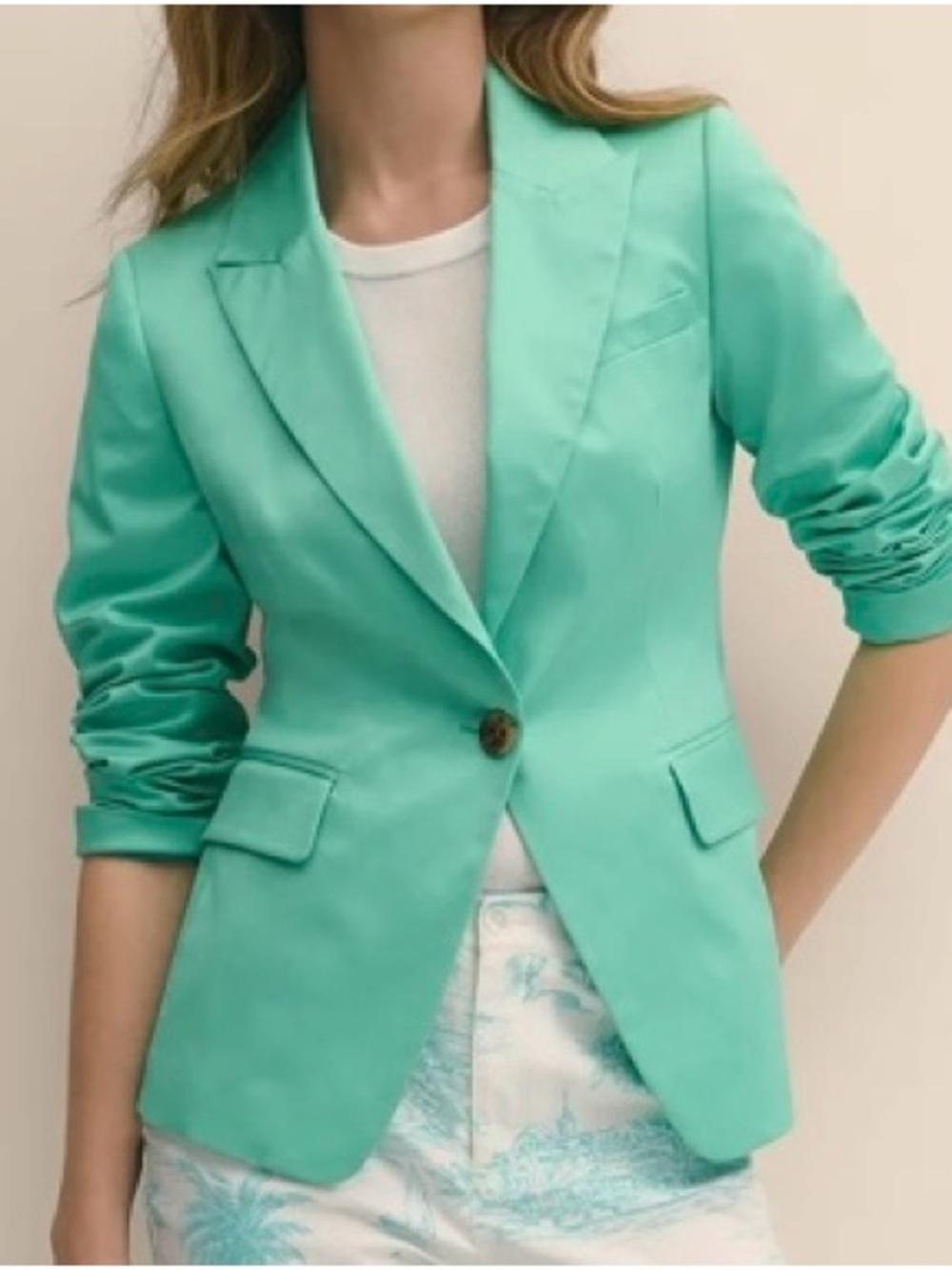 Brooks Brothers Sateen Aqua Blue Single Button Blazer Size 16